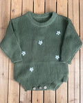 Knit Flower Stitch Romper