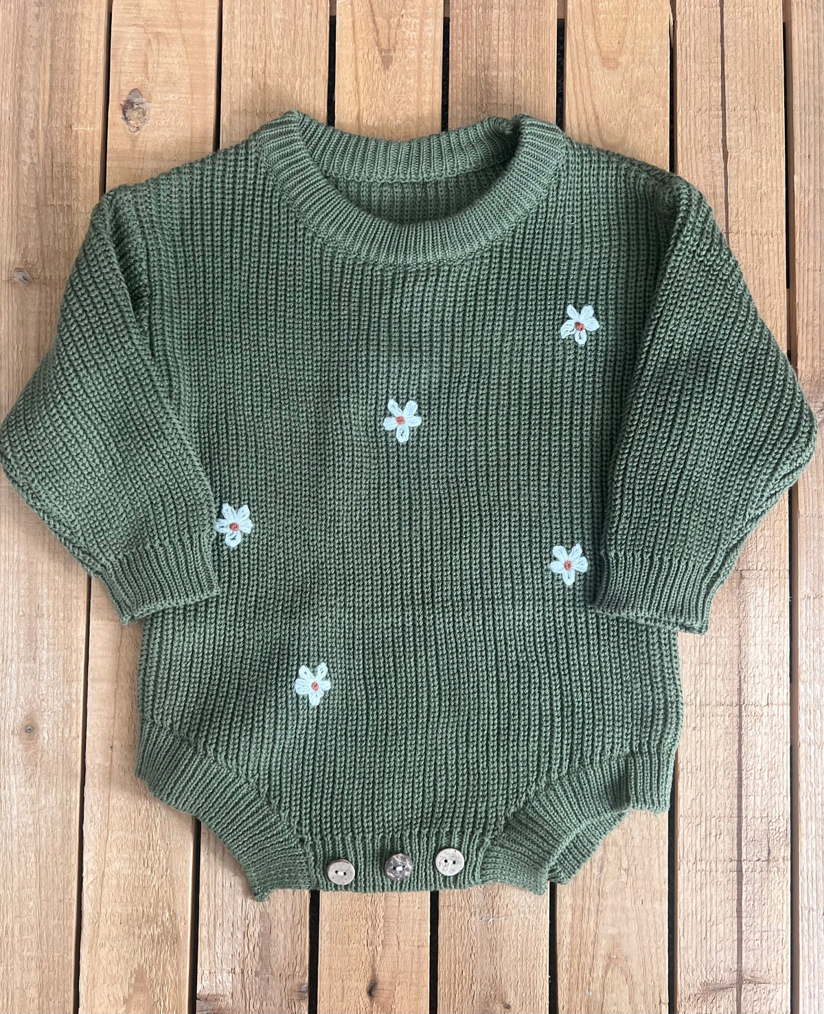 Knit Flower Stitch Romper