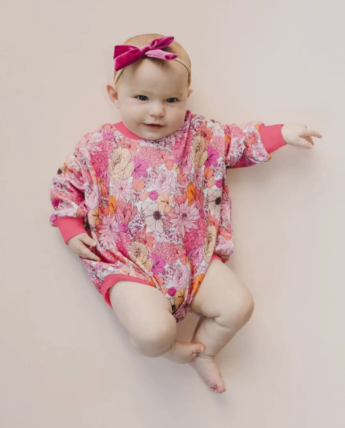 Pink Flower Bubble Romper