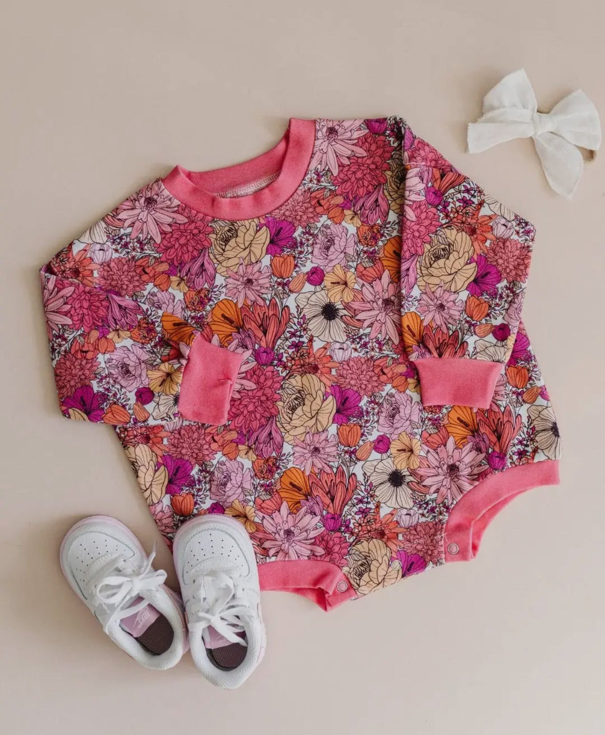 Pink Flower Bubble Romper