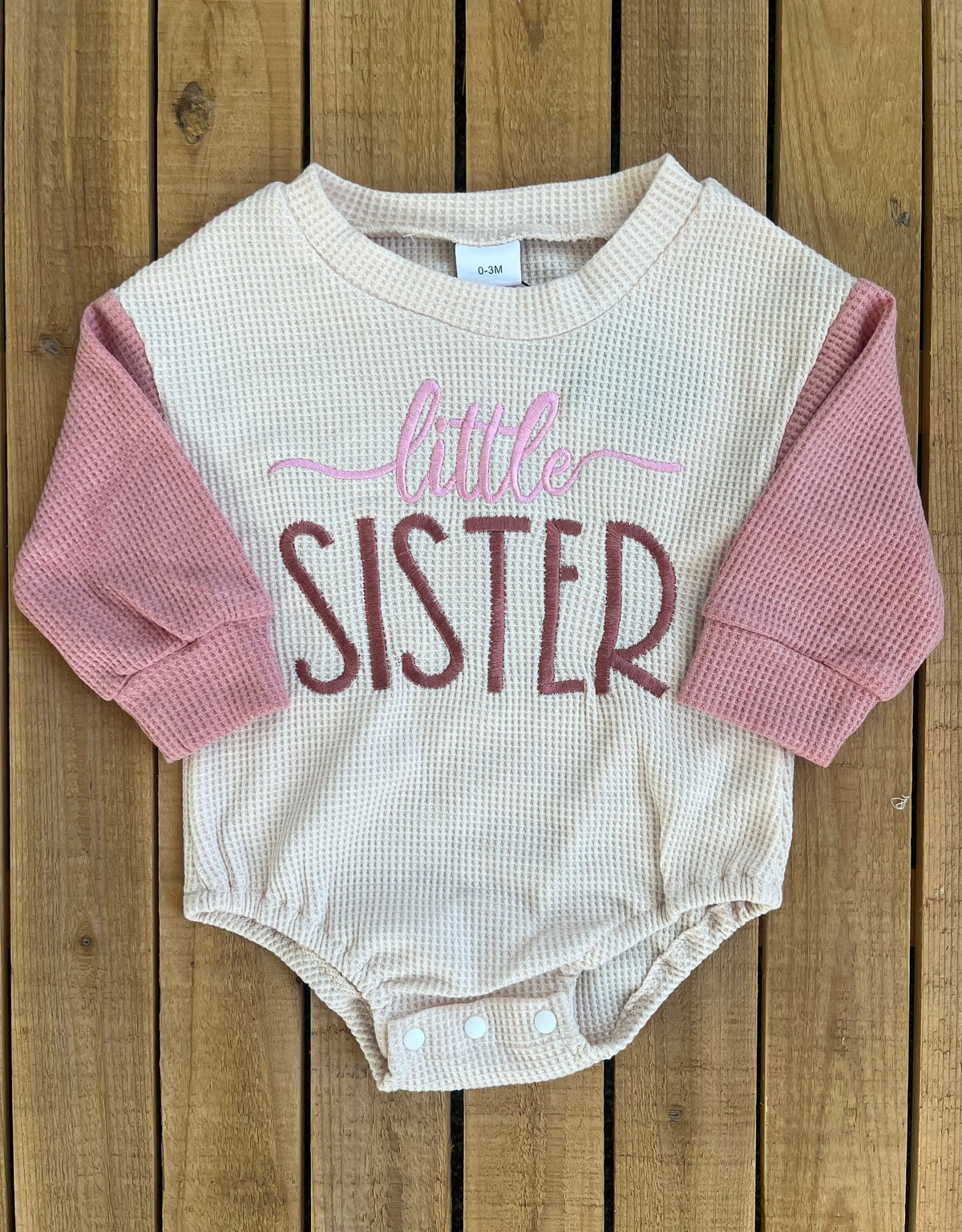 Embroidered Little Sister Color Block Romper
