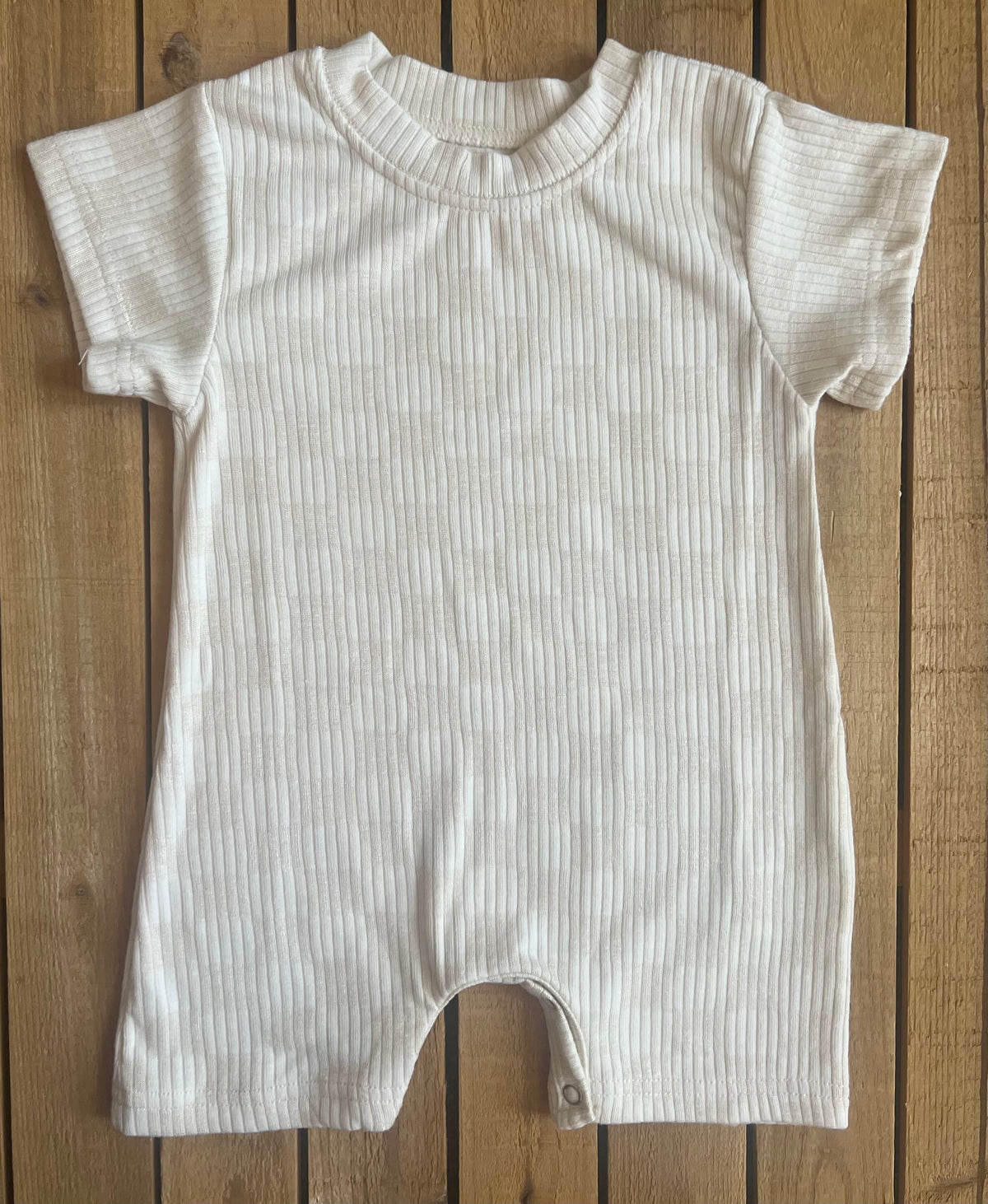 Ribbed Checkered Short Sleeve Romper